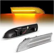 Turn Signal Lights for for Panamera 970 G1 2009-2016 Car Blinker OEM# 97063103302 2Pcs Dynamic Amber LED Side Marker Light Turn Signal Lamps Turn Signal Lights(Transparent Silver)