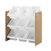 Oikiture Kids Storage 9 Bins Display Shelf Natural White