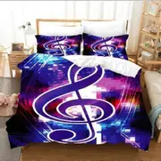 v2451 Bed Sheets Music Notes Black White No.3 Duvet Cover Set Bedspread Super Bed Sheets IU2451