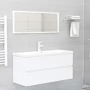 Bathroom Furniture Set White Engineered Wood Vanity Storage Cabinet Sink Unit
