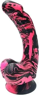 Colorful dildo with real glans and testicles and suction cup, large XL 21 cm soft silicone dildos penis replica erotic sex toy for women(Red Rot)