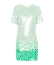 sequin-embellished short-sleeved dress S,XS,M White