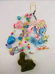 Bluebird Easter Junk Journal Charm Dangle. Bag Clip. Beaded Tassel. Planner