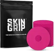 Skin Grip Universal Adhesive Patches for CGM and Insulin Pumps (20-Pack), 0.8-Inch Hole, Waterproof & Sweatproof for 10-14 Days, Pre-Cut Adhesive Tape, Continuous Glucose Monitor Protection (Pink)