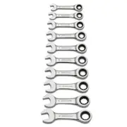 GEARWRENCH 10 Piece Metric Stubby Combination Ratcheting Spanner Set 9520D