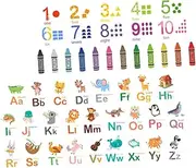 DOITOOL Educational Boys and Girls Alphabet Wall Decals Cartoon Numbers Stickers Pvc Safe Material Decorate Nursery Rooms