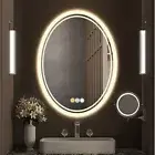 Dual Lighted Dimmable Oval LED Bathroom Mirror Defog Vanity Mirror 3Touch Switch