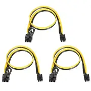 PCIe Cable 6 Pin to 8 Pin (6+2) Male GPU Power Supply Cable 520mm/20.5",3pcs