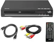 [KCR] DVD Player for TV, DVD/CD/MP3/AVI with USB port, HDMI and AV output (HDMI and AV cable included), Remote Control,Region Free,Black