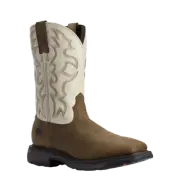 Ariat Men's WorkHog Rye Brown & Cream Wide Square Toe Work Boot 10031672
