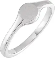 [JewelryWeb] 925 Sterling Silver Round 6.08x5.79mm Brush Finished Top Polished Petite Signet Ring Size 7 Band Style-Ring for Women