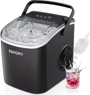 EUHOMY Countertop Ice Maker Machine + Handle 26lbs in 24Hrs 9Ice Cubes in 6 Mins