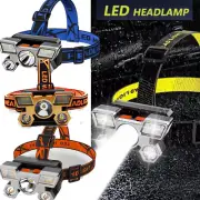 2Pcs 750000LM COB LED Headlamp USB Rechargeable Work Light Head Torch Flashlight