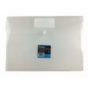 Protext A4 Document Wallet Strong Polypropylene with Button Closure Clear