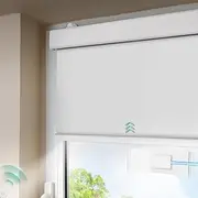 DENFOON Smart Electric Solar Roller Blinds 50 cm x 170 cm with Automatic Sun Protection and Energy-Saving Functions, White