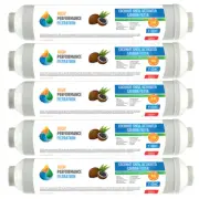 5x 10" Inline Coconut Shell Activated Carbon Filter 1/4" Fittings Inbuilt (6-21)