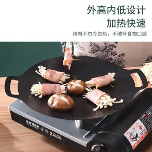戶外露營商用燒烤鑄鐵烤盤韓式麥飯石烤肉盤電磁爐火爐卡式爐烤盤