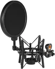 zolyet Univerdal Plastic Condenser Microphone Mic Shock Mou Holder Bracket -Vibration with Pop Filter for On-line Broadcasting Studio Music Black