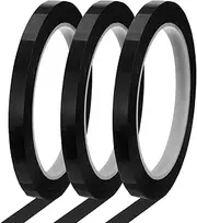 uxcell Whiteboard Tape 8mm x 66m Pinstripe Graphic Chart Line Grid Marking Tapes for Classroom Office Dry Erase Board Art, Black, Pack of 3