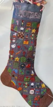 1978 VERY Vintage Christmas Columbia Minerva Crewel Stitch Stocking MCM Retro