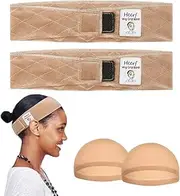 Adjustable Velvet Wig Grip Comfort Band, Wig Liner Headband, Headband Holder for Wigs for Men Women 2 Pack