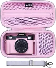 [L LTGEM] 4K Digital Camera Case Compatible with VJIANGER/YIGLLO/Zostuic/Duluvulu/Gavonde/XNSIAKXA/FlyFrost/SIXTARY/DUOCH 4K Vlogging Camera with Shoulder Strap, Pink