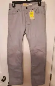 LEVIS 511 Slim Boys 16 Reg Men's 28 X 28 Light Gray Jeans NWT From Hip To Ankle