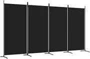 vidaXL 4-Panel Room Divider Living Room Bedroom Partition Privacy Protection Screen Room Separator Folding Dressing Wall Black Fabric