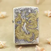 Zippo 168 Armor Custom Lighter – Nine-Tailed Fox Breaker Dual Design Silver Gold