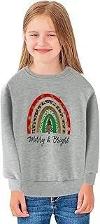 CATCOQ Kids Gray Crewneck Pullover - Cozy Children Long Sleeve Tops - Christmas Long Sleeve Pullover Tops for Family Gatheringtravel