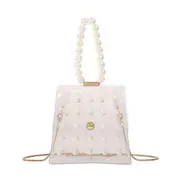 Ladies Fashion Chain Pearls Clear Girls Shoulder Messenger Handbags PVC Transparent Women Casual Small Crossbody Top-handle Bags