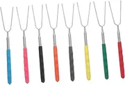SUPVOX 8pcs Telescoping BBQ Forks Stainless Steel Extendable Toasting Sticks for Marshmallows and Hot Dogs Compact Grilling Accessories for Camping and Outdoor Cooking