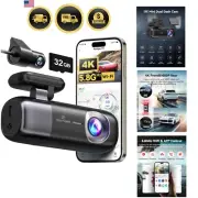 4K Dash Cam Front and Rear 1080P WiFi GPS Car Camera with 32GB Support