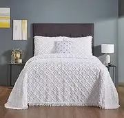 Better Trends Chenille Charleston Bedspreads, 100% Cotton 4-Piece Bedspread Set, Queen Bedspread Set in White - Lightweight Bedspreads, 100% Cotton Tufted Cotton Bedspreads, Cotton Bedspread Set