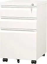 DEVAISE 3 Drawer Mobile File Cabinet Under Desk Office Storage Unit, Fully Assembled Except Casters, Letter/Legal Size, White