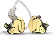 Keephifi KZ ZSN Pro X Wired Ear Buds with Microphone,1BA+1DD Hybrid IEM Earphones Earbuds Punchy Bass,Comfortable Wearing, Detachable Cable for Audiophiles Musicians Singers Drummers(Gold,with Mic)