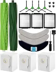 iRobacc 17 Pieces Accessories for iRobot Roomba Combo j7+/j7 Plus/j9+/j9 plus/10 MAX Robot Vacuum Cleaner, 2 Roller Brushes, 4 Side Brushes, 3 Vacuum Cleaner Bags, 3 HEPA Filters, 3 Wiping Cloths, 1
