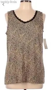 NWT NEW CHICOS L 2 ANIMAL LEOPARD PRINT LACE V NECK TANK 42" B TOP RAYON SPANDEX