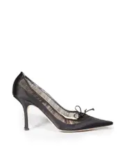 Black Tulle & Bow Detail Pumps