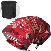 summina Accordion Acordeon Concertina Acordion Accordion Instrument Anglo-style concertina accordion 20-Button 40-Reed Anglo Style with Carrying Bag Leather Hand Strap Red Pine Red