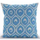 Square Couch Pillow Case Blue 16"x16", Home Decor Silk Fabric - Dream Palace