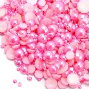 800 Pcs Rose Pink Flatback Half Faux Pearls Beads DIY Crafts Nail Art