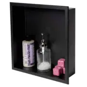 AlfiBrand Shower Niche 4"Hx16"Wx4"D Contemporary Stainless Steel Black Shelf 1Pc