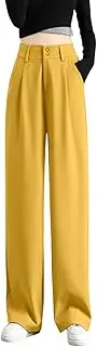 [Generic] Pants Ladies Women's Wide Leg Pants High Elastic Waisted in The Back Business Work Trousers Long Straight Suit Pants for Summer Womens Office Clothes Winter