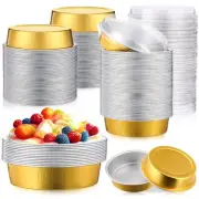 120 Pcs 8oz Mini Cake Pans Disposable Pie Pans with Lids 4Inch Aluminum Foil ...