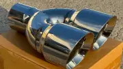 3" ID/4" OUT/10.5" AUTHENTIC Dual Round Double Wall Slant Exhaust Tip NT-1680CP