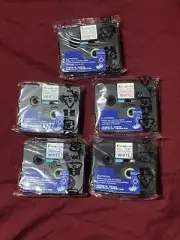 5PK For Brother P-Touch 12mm White Standard Laminated Label Tape