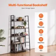 Rustic Metal 5 Tier Bookshelf for Living Room Bedroom Office