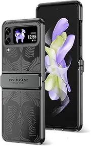 Compatible with Samsung Galaxy Z Flip 4 Case with Hinge+Camera Lens Protector,Slim Thin Shockproof PC Fashion Protective Case for Galaxy Z Flip 4 Rugged Electroplating Cover (Color : Black)