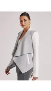 Blanc NoirDrape Front Jacket WHITE/ HEATHER GREY- New With Tags
